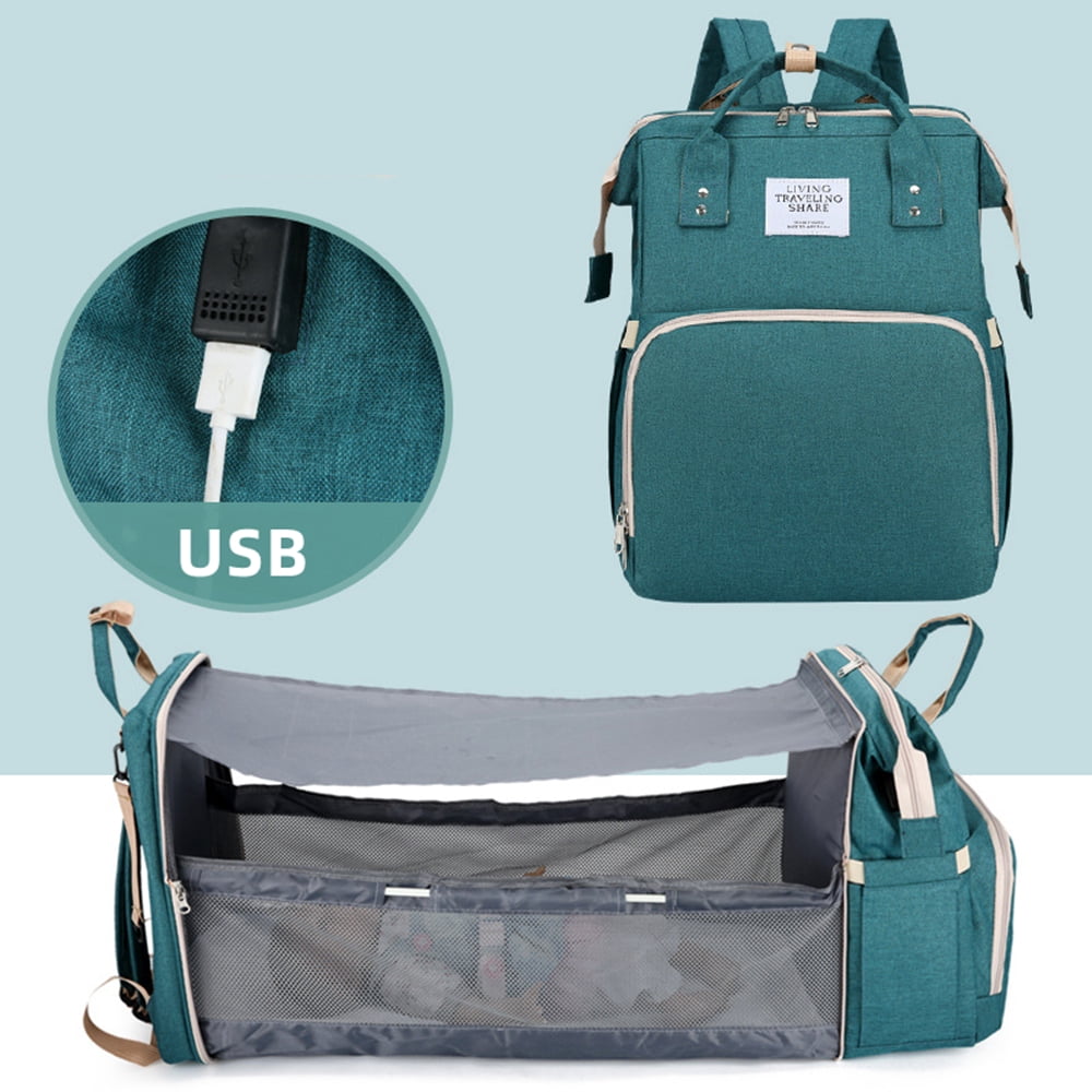 Waterproof Diaper Bag Backpack with Changing Station - USB Charging Port, Stroller Straps - for Boys and Girls - Threemushroom