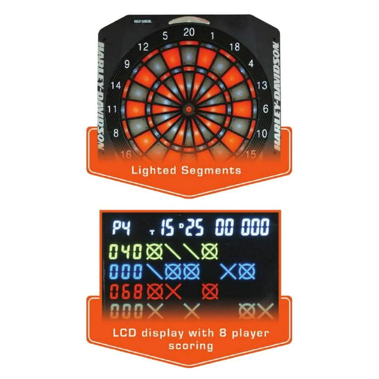 Harley Davidson Bar Shield Flaming Electronic Dart Board 18 x