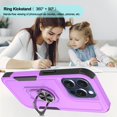 thumbnail image 4 of Compatible for Apple iPhone 15 Pro Case with Tempered Glass Screen Protector,Heavy-Duty Tough Rugged Phone Case Cover with Ring Holder Kickstand for iPhone 15 Pro (6.1", 2023) [Purple/Black], 4 of 13