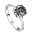 thumbnail image 5 of Yoursfs Dainty Silver Rings For Women Mystic Quartz Round 8x8mm Multi-color Crystal Ring 18K White Gold Plated Costume Jewelry Rings (Size 6), 5 of 7