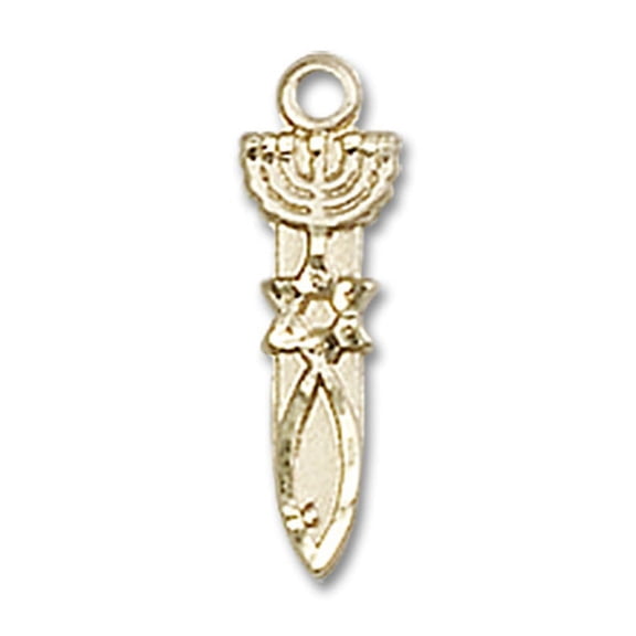 14kt Yellow Gold Menorah / Star / Fish Medal 1/2 x 1/8 inches