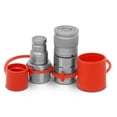 thumbnail image 1 of Summit Hydraulics 3/8" Flat Face Hydraulic Quick Connect Coupler Set w/Dust Caps, 1/2" NPT Thread, 1 of 4