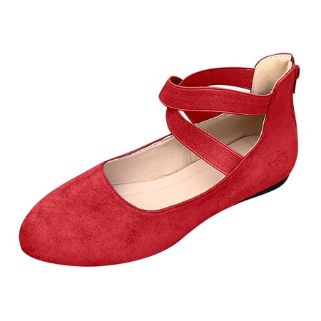 

Gvdentm Womens Shoes Flats Dressy Comfortable Ballet Pointed Toe Comfortable Casual Dressy Shoes Work Flats Office Shoes Solid Flats Cusp Head Comfy Shoes for Women Red 8