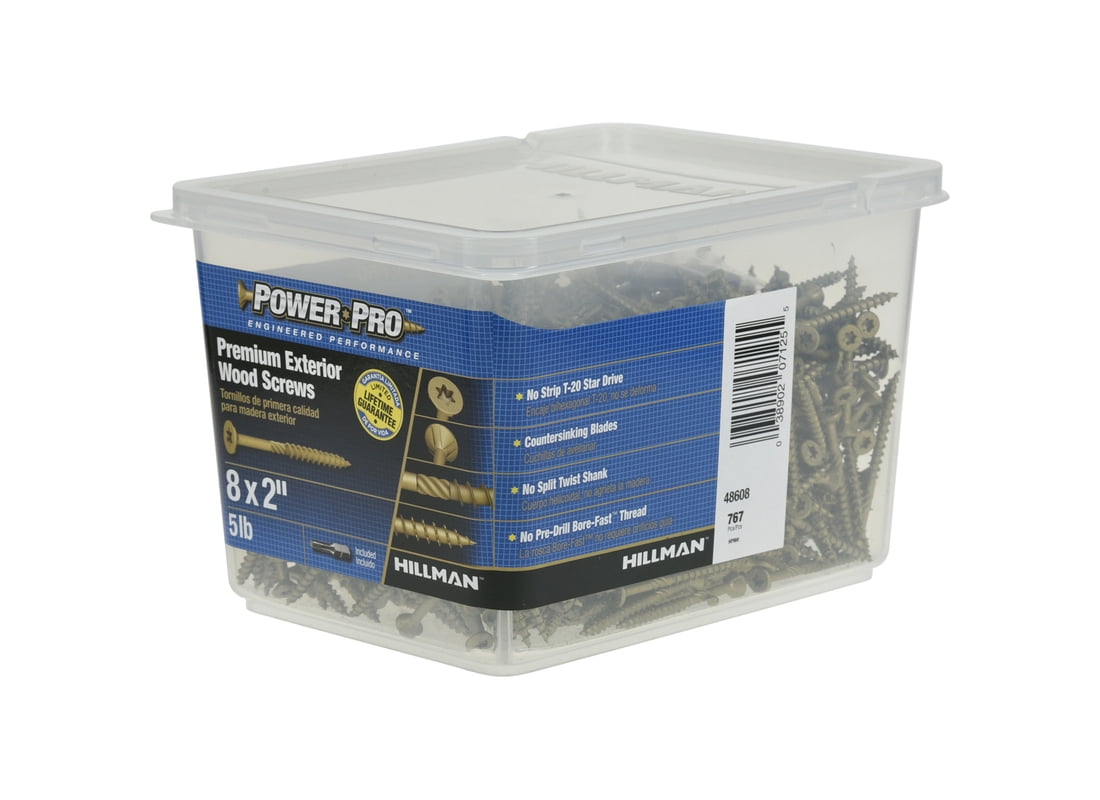 Hillman Fasteners 195996 2 in. x 8 Power Pro Ceramic Exterior Screws - Bronze, 5 lbs