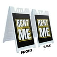 thumbnail image 3 of Rent Me 24" x 36" Double Sided A-Frame Sidewalk Sign Includes 2 Plastic Inserts | Foldable Portable White Signicade Sandwich Board | Equipment Rentals Clear Messaging Professional, 3 of 6