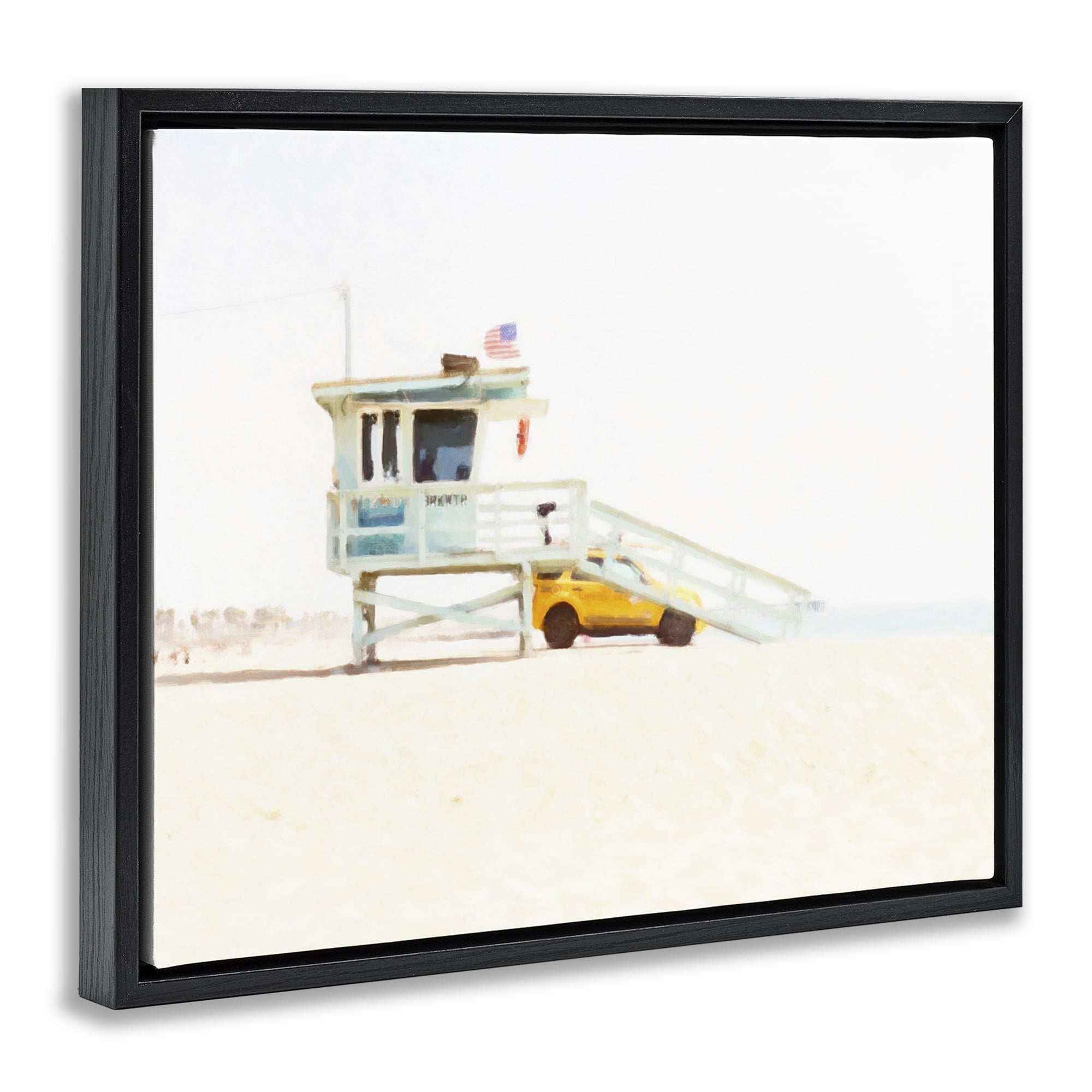 Stupell Industries Soft Light Lifeguard Station Black Framed Floater Canvas Wall Art, design by Kim Curinga