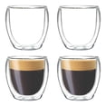 thumbnail image 1 of Paquete de 4 Vasos para Espresso, Vasos para Espresso con Aislamiento Térmico de Doble Pared, Vasos de Café de Vidrio, 3.5 Onzas YE391.408, 1 of 4