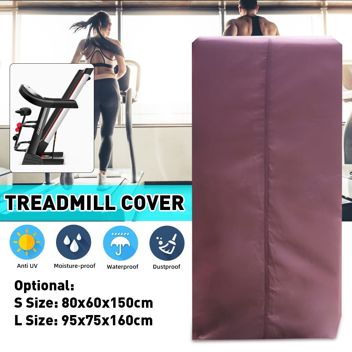 Treadmill Cover Folding/Non-folding Running Machine Protective Cover Dustproof Waterproof Cover Fabric Ideal for Indoor or Outdoor Use,White,80x60x150cm
