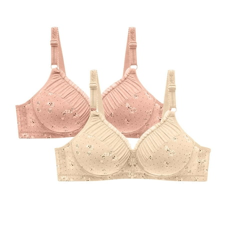 Gnurob Underwear for Womens No Underwire Brassiere Full Figure Bra T Shirt Padded Underwear Adjustable Straps Bralette Plus Size Bralettes 2 Pack Clearance Saving Khaki 38/85