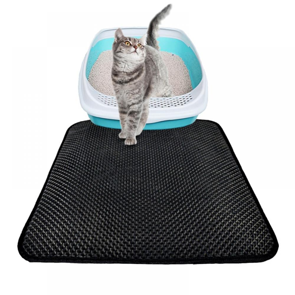  MASO Waterproof Pet Cat Litter Mat（40 * 50cm/S Black） EVA  Double Layer Cat Litter Honeycomb Design Pets Pad,Easy Clean : Pet Supplies
