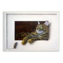 Stupell Industries Manx Cat Resting Curious Mouse Peering Illusion Painting Unframed Art Print Wall Art, Design by Alan Weston