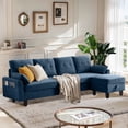 thumbnail image 4 of Jarenie Modern 4-Seat Couch with Reversible Ottoman, Side Pockets - Versatile for Living Room, Office - Blue, 4 of 9