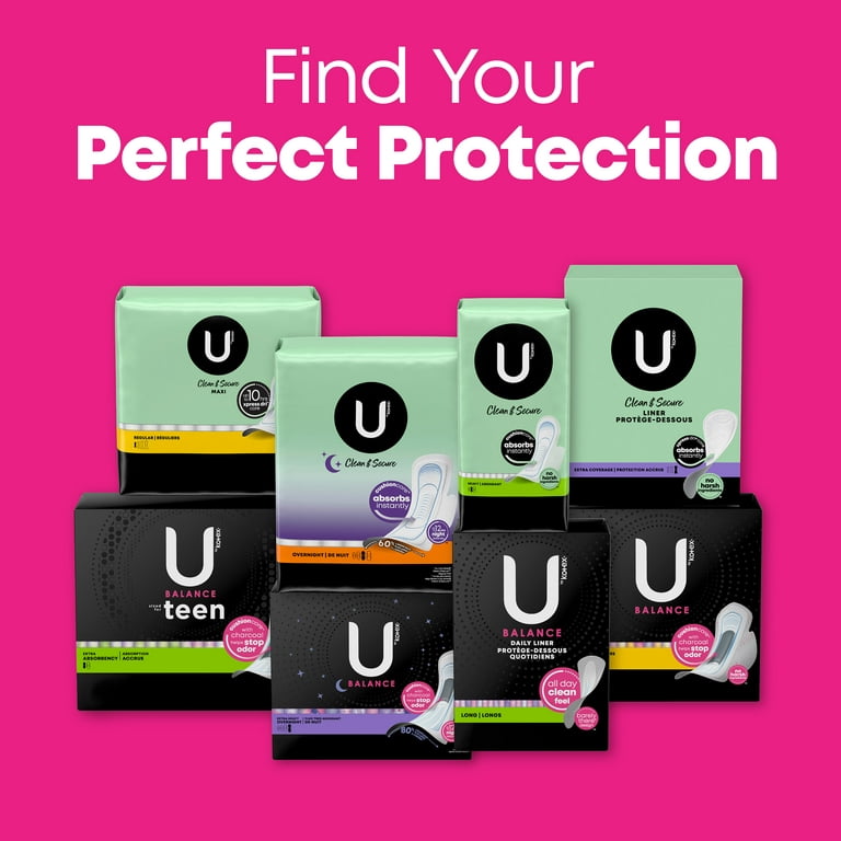 U by Kotex Balance Ultra Thin Overnight Pads with Wings, Extra Heavy  Absorbency, 22 Ct 