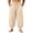 Khaki #3, variant on WULMLEO Mens Harem Pants Casual Elastic Waist Drawstring Baggy Hippie Trousers Cotton Linen Boho Yoga Beach Pants Khaki XL