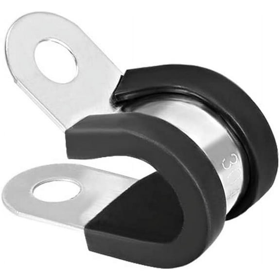 2-1/2"(63mm) Cable Clamp 304 Stainless Steel Rubber Cushioned Insulated Clamp R Shape Metal Clamp 5Pcs