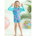 thumbnail image 5 of Usaibhir Girls Rash Guard Swimsuit Scales Print Shirt with Shorts for Sports Girls Swimsuits Size 3-10Y, 5 of 10