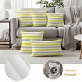 thumbnail image 6 of Yellow Grey Outdoor Waterproof Pillow Covers, Farmhouse Watercolor Modern Geometric Decorative Square Throw Pillowcase Sofa Cushion Sham for Patio/Couch/Chair, 20"x20" 2 Pack, 6 of 8