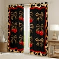 thumbnail image 3 of Homewish Chic Fashion Ribbon Black Out Curtains for Women, Bowknot Cherry Curtains Pack of 2 (42x63 Each), Cheetah Leopard Print Bedroom Curtains, Blackout Curtains Room Decor, 3 of 7