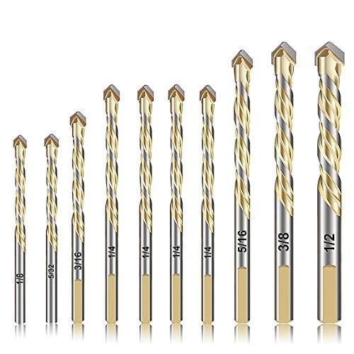 10 Pieces Masonry Drill Bits Set Glass 