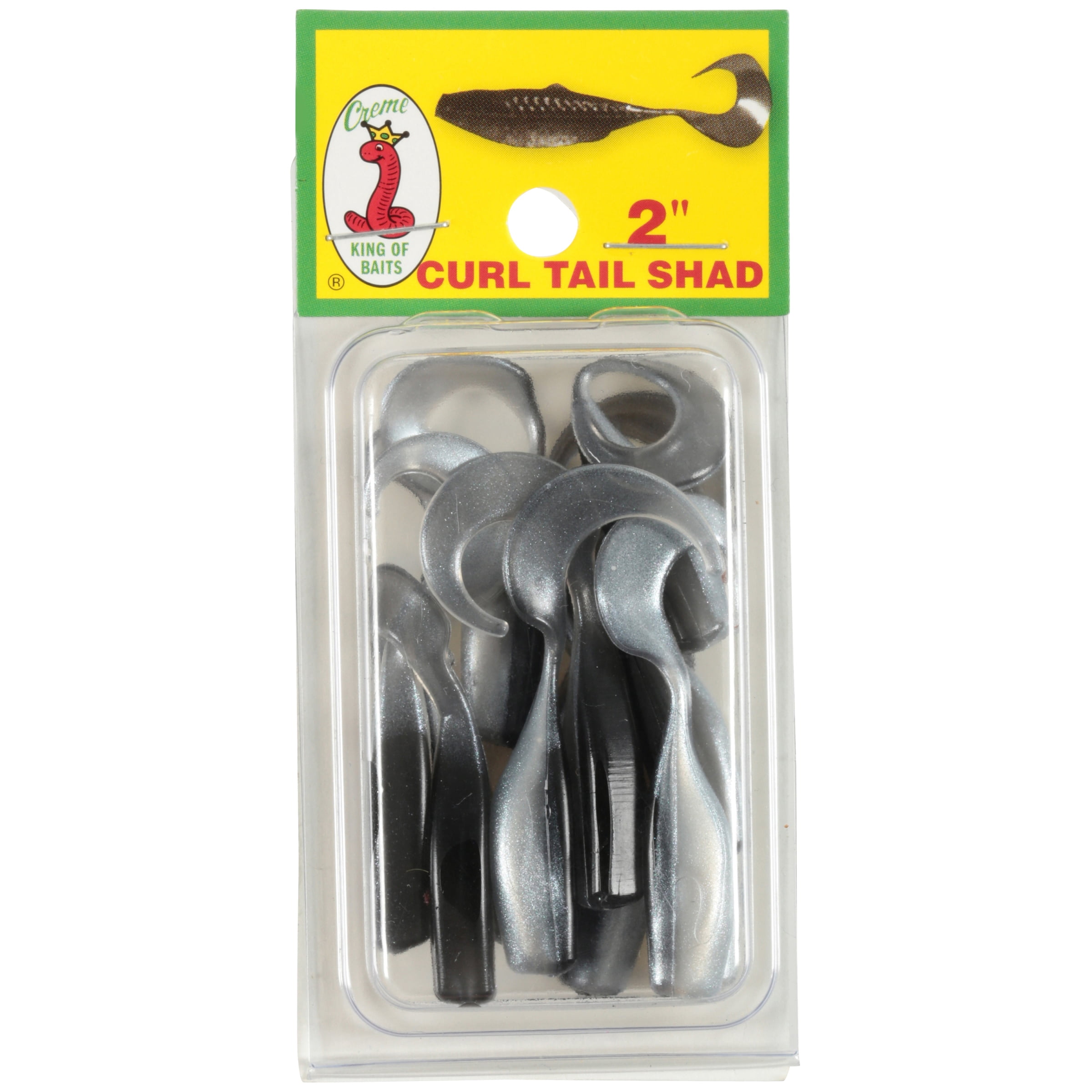 (3 pack) Creme 2" Curl Tail Shad Lure,Pearl Black , 12 Pack