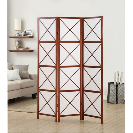 Walnut Folding Screen - Roundhill 3-Panel Screen Room Divider, Walnut