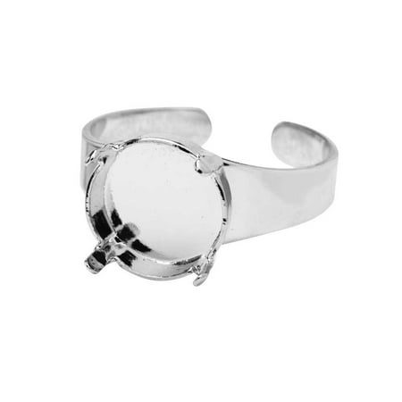 Stone Seating - Gita Jewelry Stone Setting for Swarovski Crystal, Ring Base for 12mm Rivoli, 1 Piece, Rhodium Plated