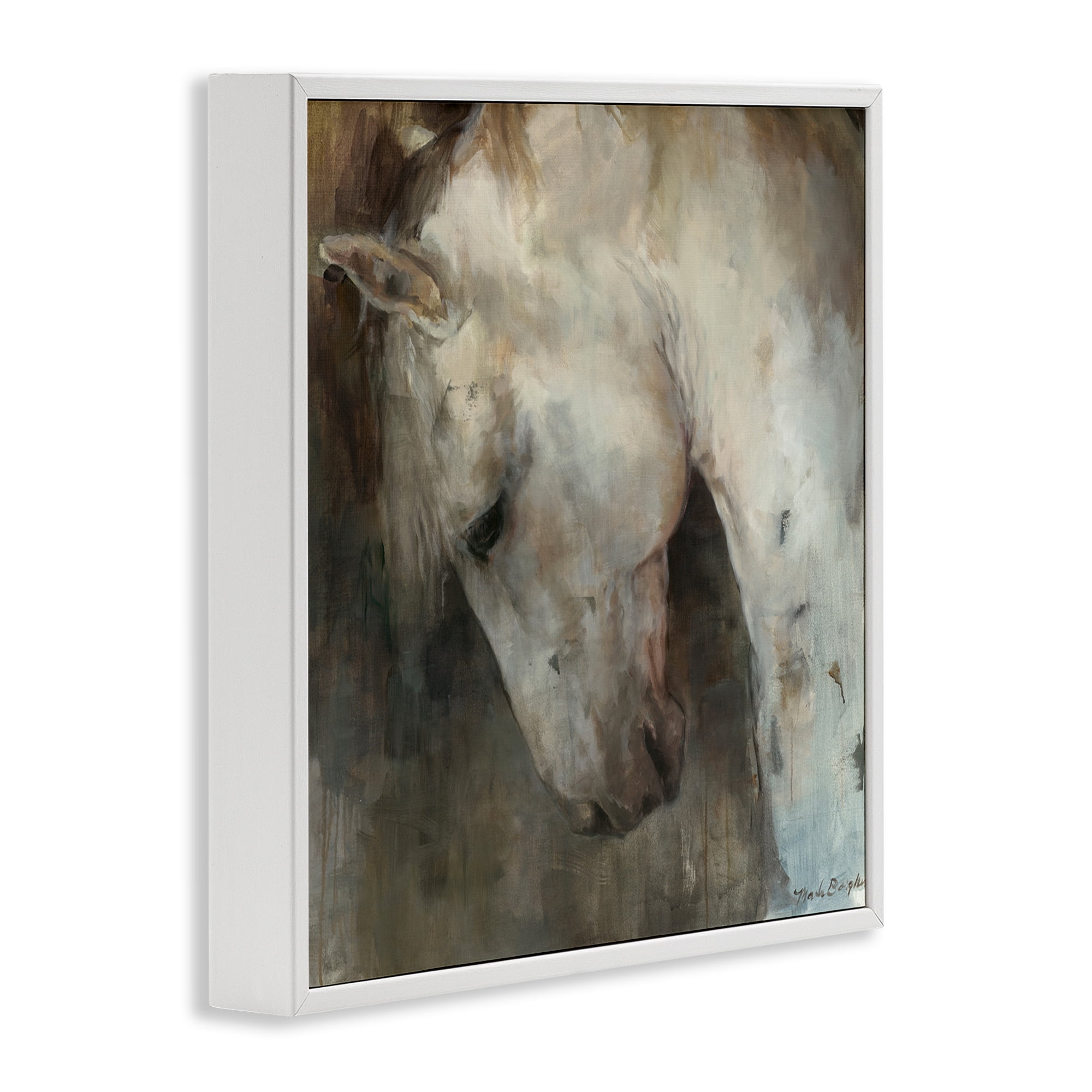 Stupell Industries Rustic Horse Portrait Animals & Insects Painting White Framed Art Print Wall Art, 17 x 17
