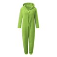 thumbnail image 4 of Texiao Chritsmas Polyester Sleepwear Pajama Dress, Women's Artificial Wool Long Sleeve Pajamas Casual Solid Color Zipper Loose Hooded Jumpsuit Pajamas Casual Winter Warm Rompe Cute Ears Sleepwear, 4 of 6