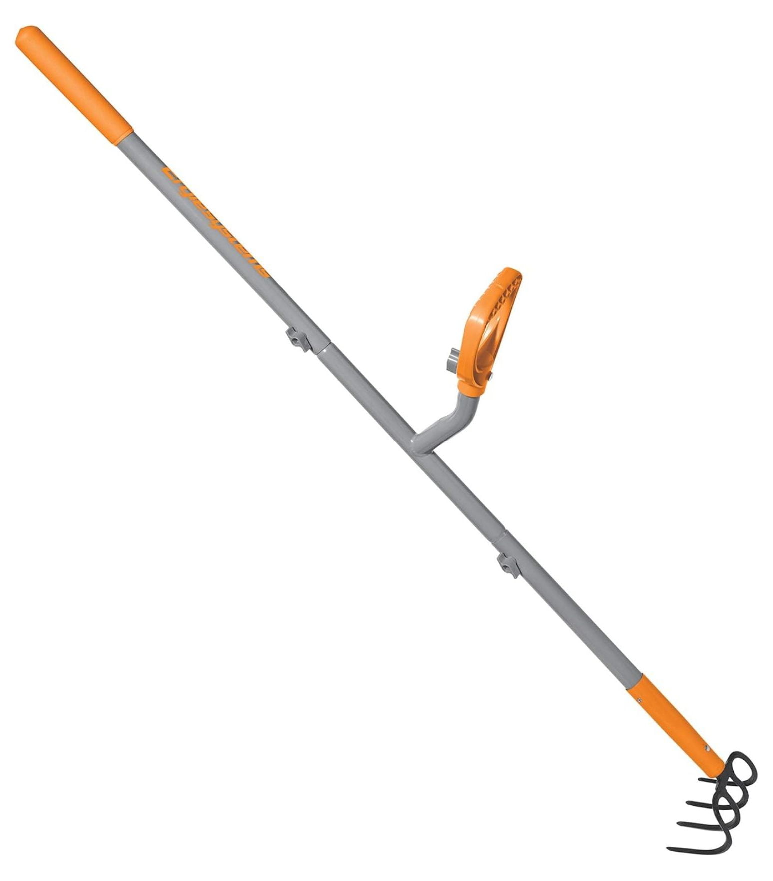 ErgieShovel 54" Ergonomic Steel Garden Cultivator w/ D Grip Handle, 4 Tine Head Lawn Tool for Yard Work, Soil Aeration, & Weeding, Orange - ERG-CLTV45