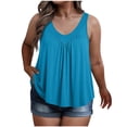thumbnail image 3 of DDAPJ pyju Womens Plus Size Tank Tops Sleeveless Hide Belly Shirt Flowy Pleated Tunics Summer Casual Blouses Gray XXXXL, 3 of 6