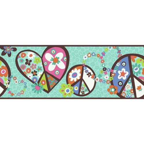 878166 Peace Sign Wallpaper Border PW3920b by York Wallcoverings
