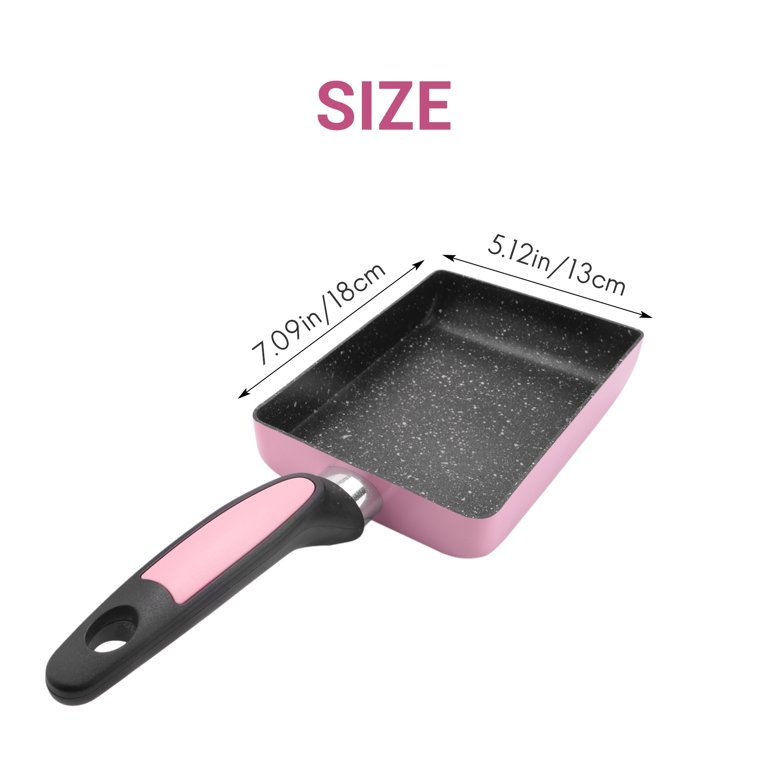 Tamagoyaki Pan Japanese Omelette Pan, Non-Stick Coating Square Egg Pan to Make Omelets or Crepes (Pink)
