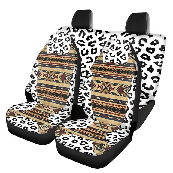 Psesaysky Car Seat Covers Full Set Auto Decor Polyester, Compatible with Vehicle Seats SUV Seats, for Cars Sedans, Leopard Geometric Print