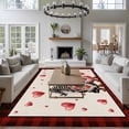 thumbnail image 3 of Large Area Rugs for Living Room Bedroom, Valentine's Day 6'x9' Rug Washable Carpet Runner Indoor Outdoor, Love Gnomes Bow Red and Black Plaid Beige Non Slip Floor Mats Rug for Kitchen, Playroom, 3 of 8