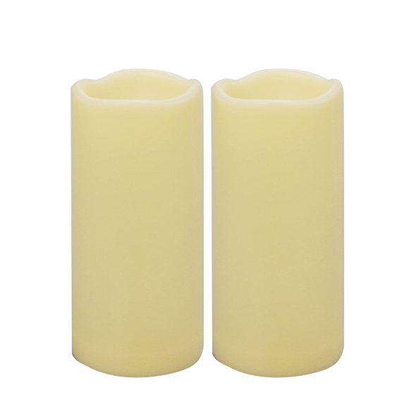 2PCS 7" Waterproof LED Flameless Timer Candles, 1000 Hours Long Battery Life/Flickering Battery Operated Electric Outdoor LED Larg