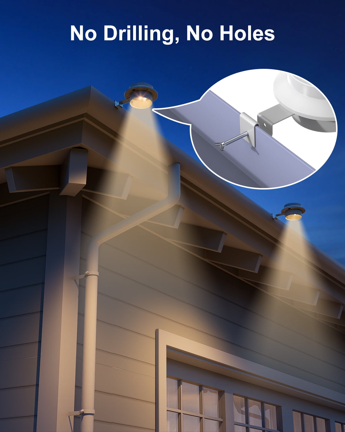 Yinghao 8 Pack White Solar Gutter Lights Outdoor Waterproof LED Fence Lamp for Lighting Rainspout, Railing, Outside House, Wall, Deck, Porch, Garage, Easy Peasy Installation(Warm White)