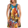 thumbnail image 1 of Lsque Robe d'Été à Motif de Nourriture pour Pique-Nique – Robe Sans Manches, Parfaite pour la Plage et les Journées Décontractées, 1 of 7
