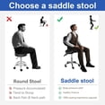 thumbnail image 6 of Adjustable Saddle Stool Chairs with Back Support Ergonomic for Medical Clinic Studio Salon Office and Home (Black), 6 of 9