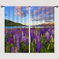 thumbnail image 3 of Floral Kitchen Curtains Nature Landscape Theme New Zealand Lupin Flower Field Scenery Scene Print Pattern Rod Pocket Waterproof Window Drapes for Bathroom Bedroom Office 2 Panels 26 x 36 Inch, 3 of 5