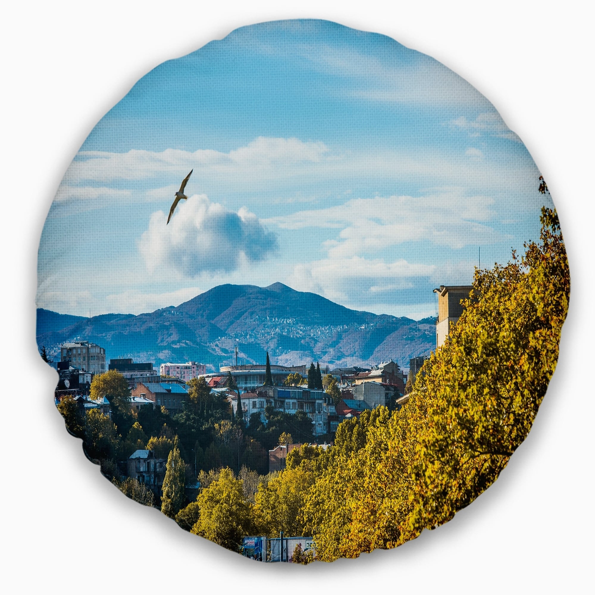 Designart Old Town and Hills in Tbilisi - Landscape Printed Throw Pillow - 12x20