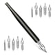 thumbnail image 1 of Juego de Plumas Cómicas de 11 Piezas, con Puntas de Repuesto de Pluma de Acero Inoxidable de 10 Piezas para Escribir, Dibujar, Firmar, Dibujar, 1 of 6