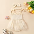 thumbnail image 3 of IDOPIP Baby Girls 1st Birthday Outfit Spaghetti Straps Romper Dress with Headband Cake Smash Outfit, 3 of 7