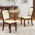 thumbnail image 2 of Costway Dining Chair Set of 2 Upholstered Kitchen Chair with PU Leather & Rubber Wood Frame, 2 of 9
