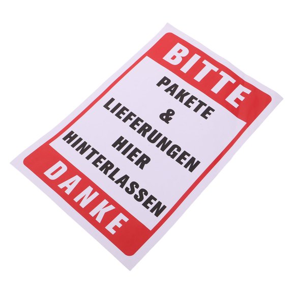 ETEREAUTY Red PVC Wall Sticker German Language Package Placement Sign for Home and Office Decoration