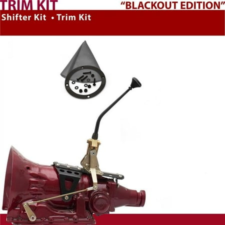 American Shifter PG Shifter Kit 10 in. Trim Kit Black Push Button Gray Boot Ringed Knob for D85E9