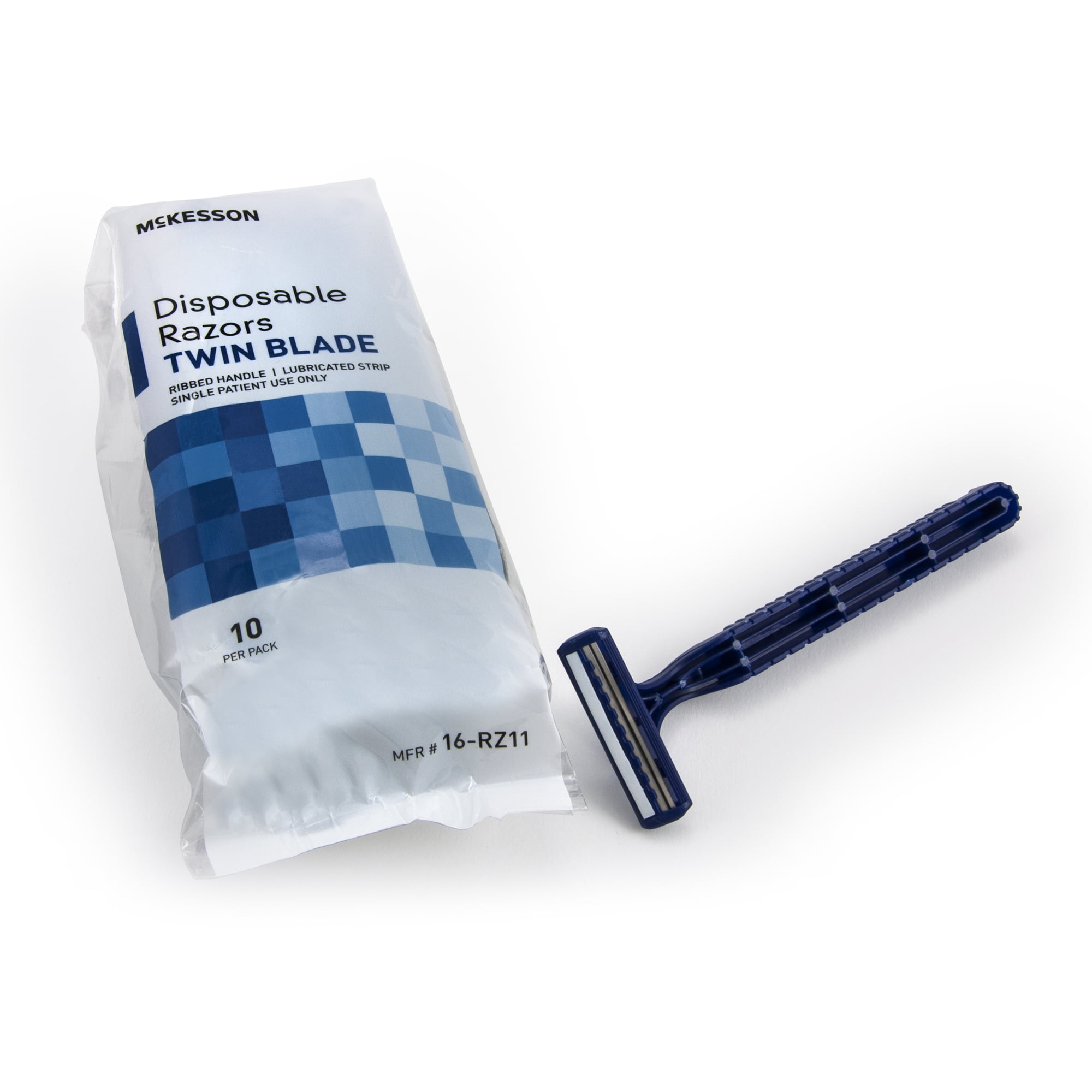 McKesson Disposable Razors for Men or Women - Fixed Head, Twin Blade, 10 Count, 72 Packs, 720 Total