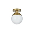 thumbnail image 4 of Eclipse 1 Light Brass Flush Mount With Frosted White Glass, 4 of 7