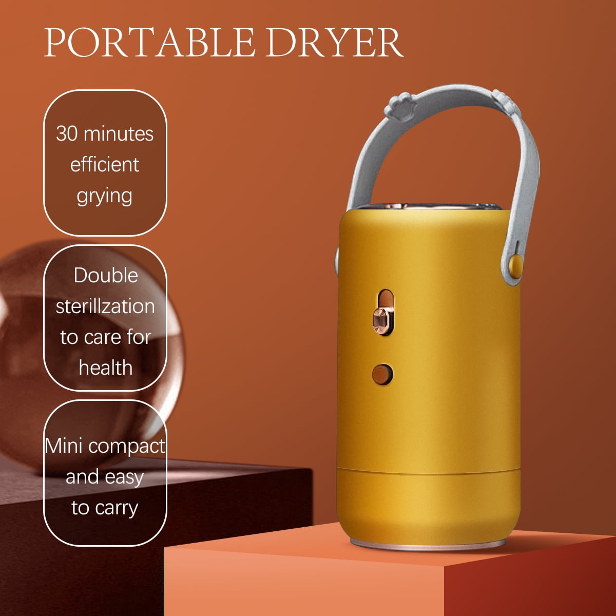 Miumaeov Portable Mini Electric Laundry Dryer 1200W Super Quiet Clothes Warmer Energy Saving Clothing Shoes Dryers for Apartment Home, Size: 20*20*