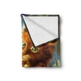 thumbnail image 2 of Cats Soft Flannel Fleece Throw Blanket, Fantasy Painting Radiant Orange Cartoon Cat Peacock Feather Bird Dreamy, Cozy Plush for Indoor and Outdoor Use, 50" x 60", Orange Green Blue, by Ambesonne, 2 of 6
