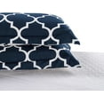 thumbnail image 3 of Mocassi All Season Comforter - Medium Weight & Super Soft - Quatrefoil Pattern Down Alternative, Reversible 3-Piece Set, King/California King, Navy/White, 3 of 5